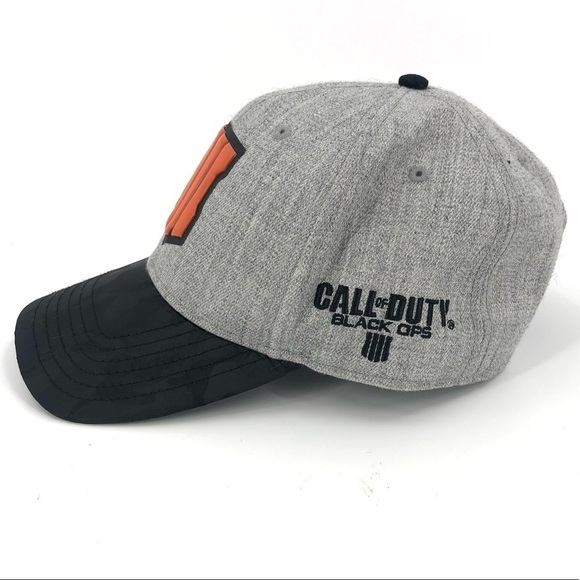 Call of Duty Black Ops 4 Snapback Hat Gaming Gamer Black Gray Wool Blend Orange - Picture 3 of 9